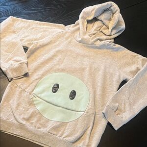 Gray Hoodie with Mint Green Smiley Face